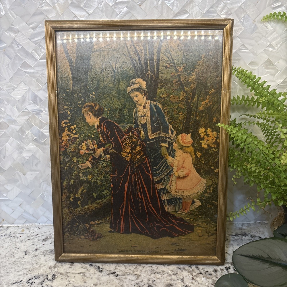 c.1879 "AUNTIES‎ FLOWER GARDEN" George Stinson Framed Print